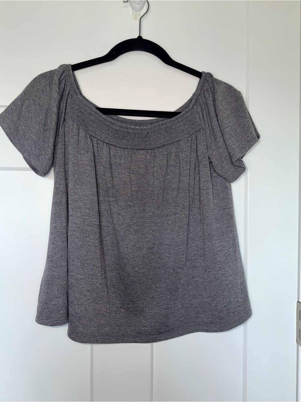 Gray Smocked Collar Short Sleeve